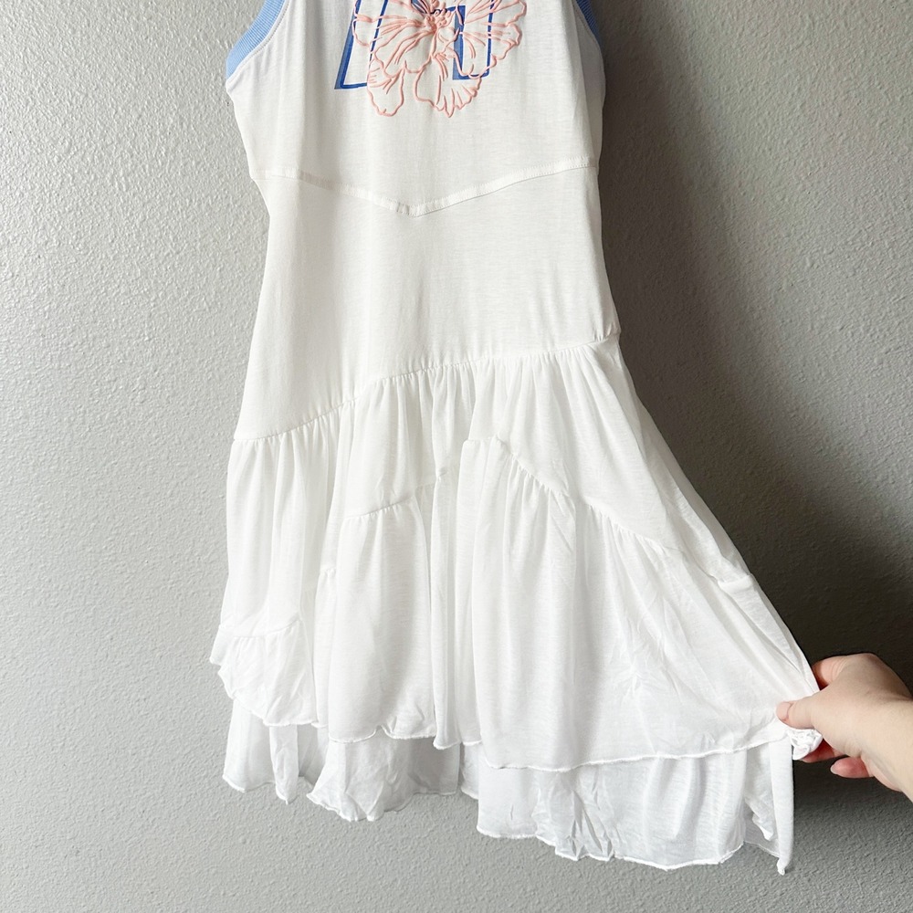Daily Practice Anthro Varsity Sleeveless Tank Dress White Tiered Ruffle Size XS - Picture 4 of 10